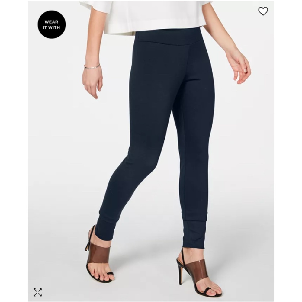 INC International Concepts Navy Shaping Knit Full-Length Leggings Plus Size 1X
